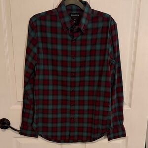 Bonobos Men's Casual Plaid Shirt - Burgundy and Teal